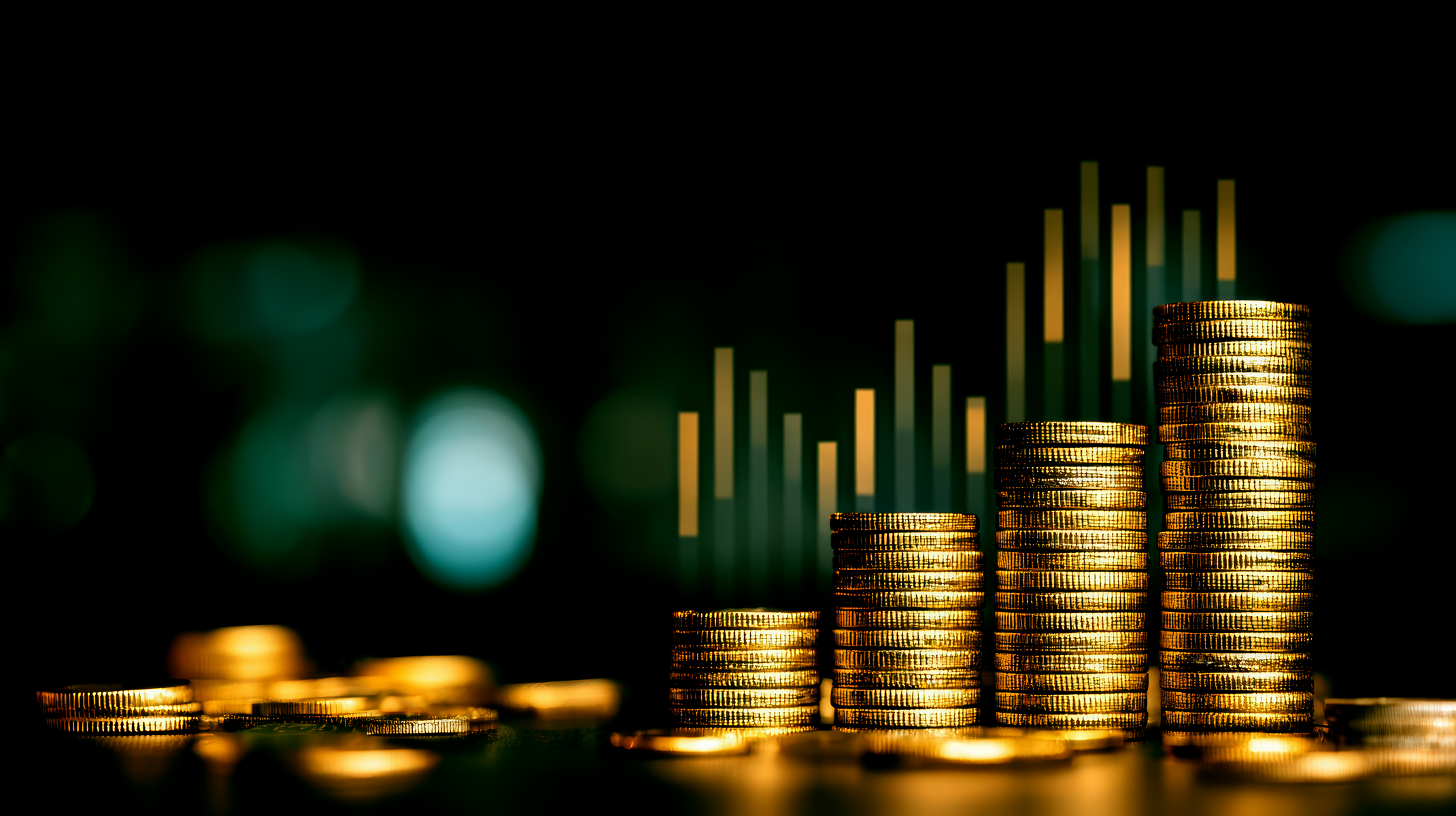 Growing coin stacks representing financial growth