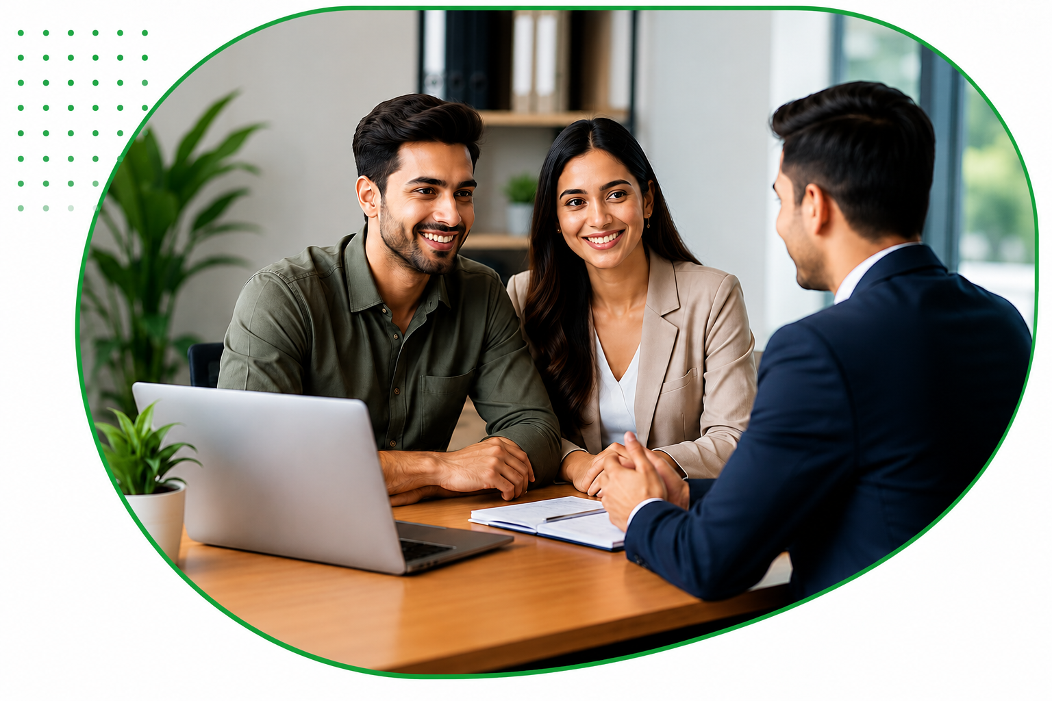 Loan advisor discussing finance options with a couple
