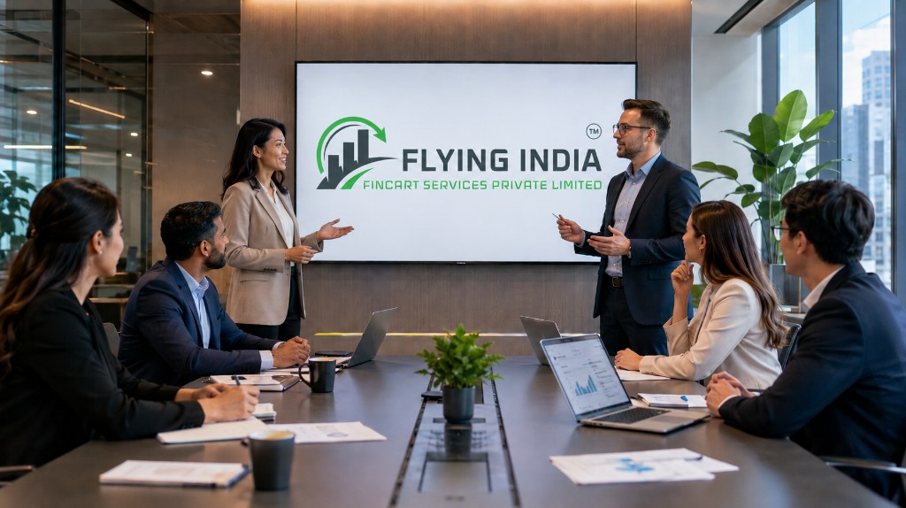 Flying India Fincart team in a professional business meeting